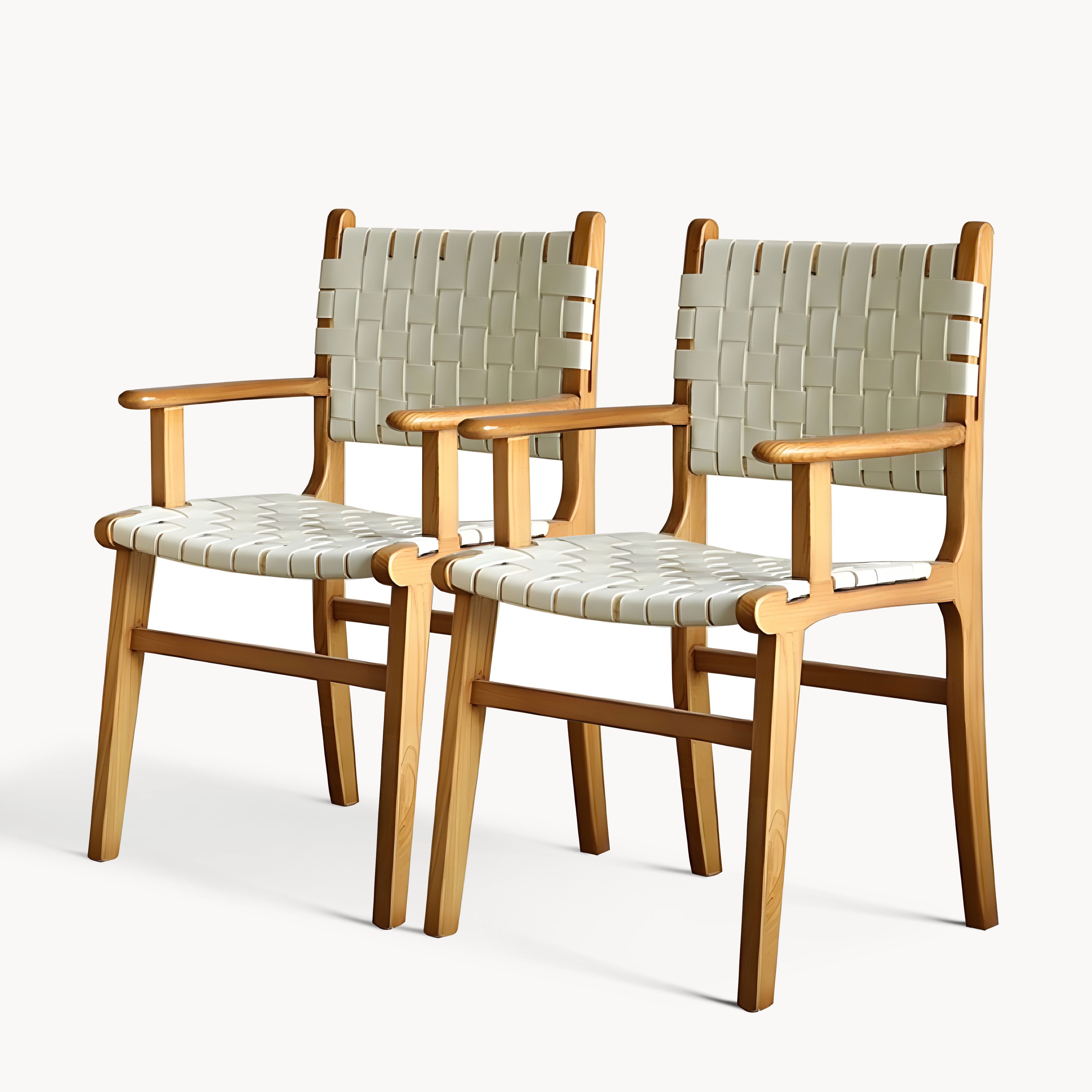 Renesa 2pcs ash wood leather dining chairs