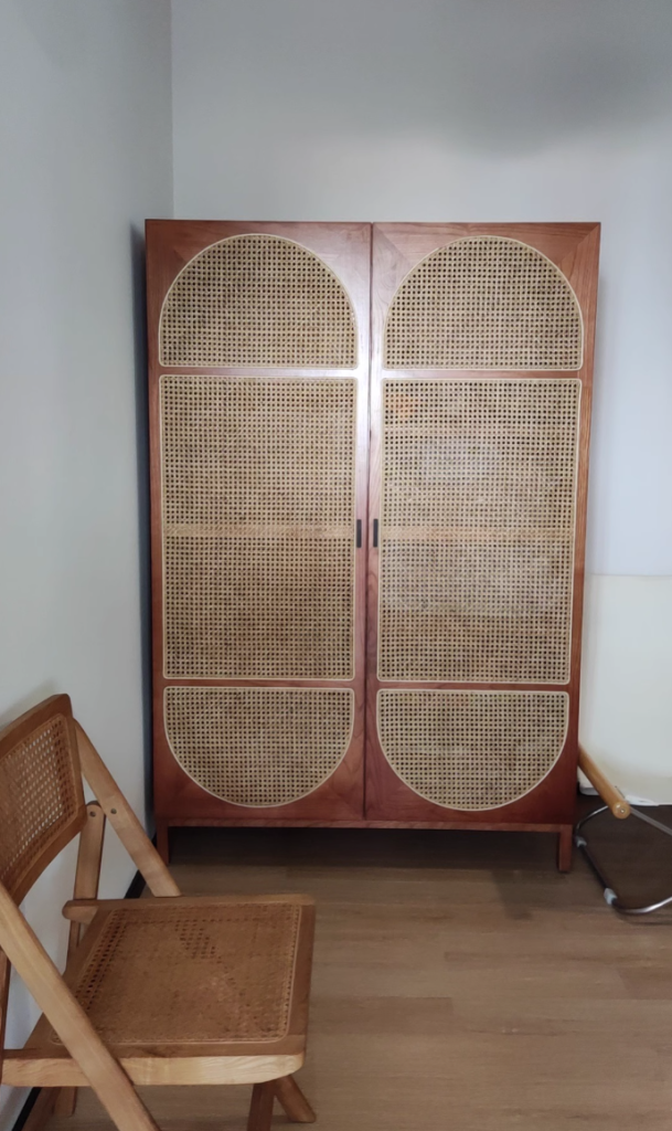 Froline Ash wood natural rattan wardrobe