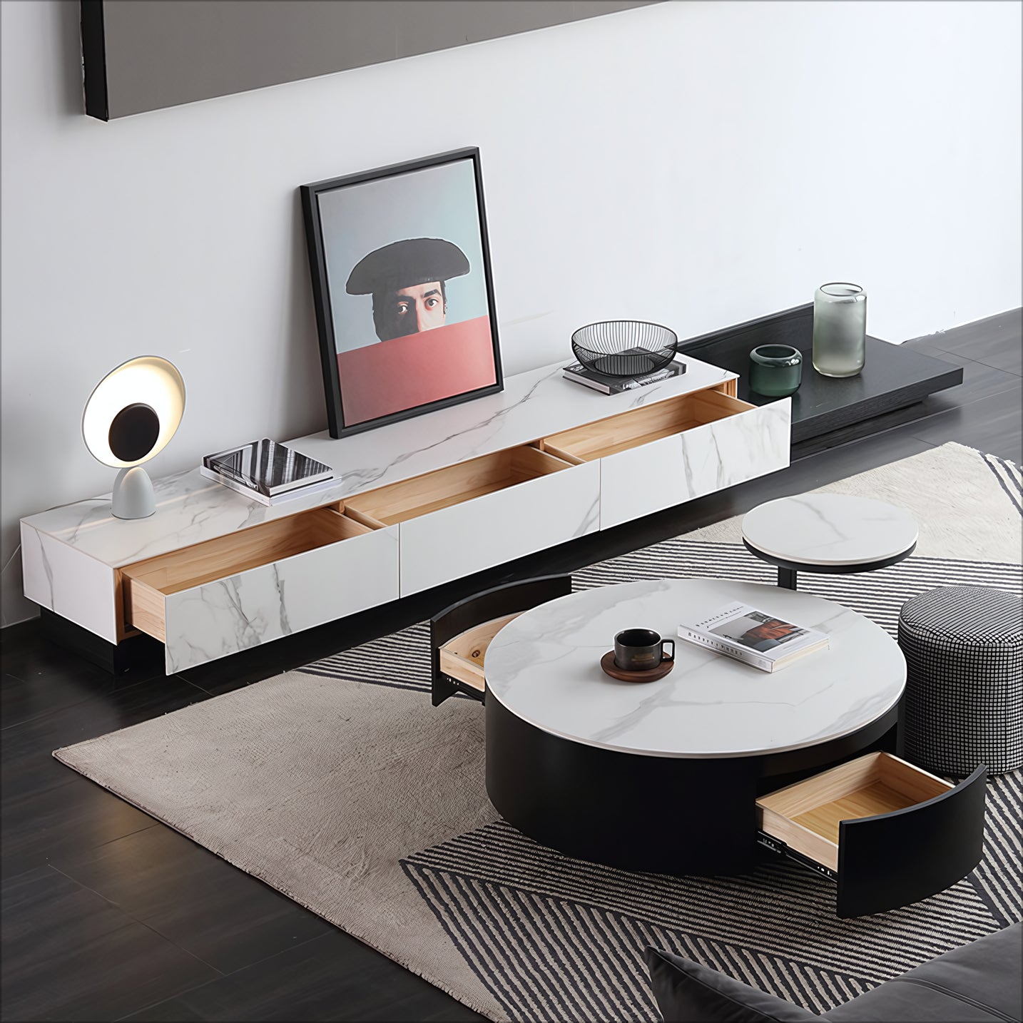 Fortave Retractable minimalist TV cabinet