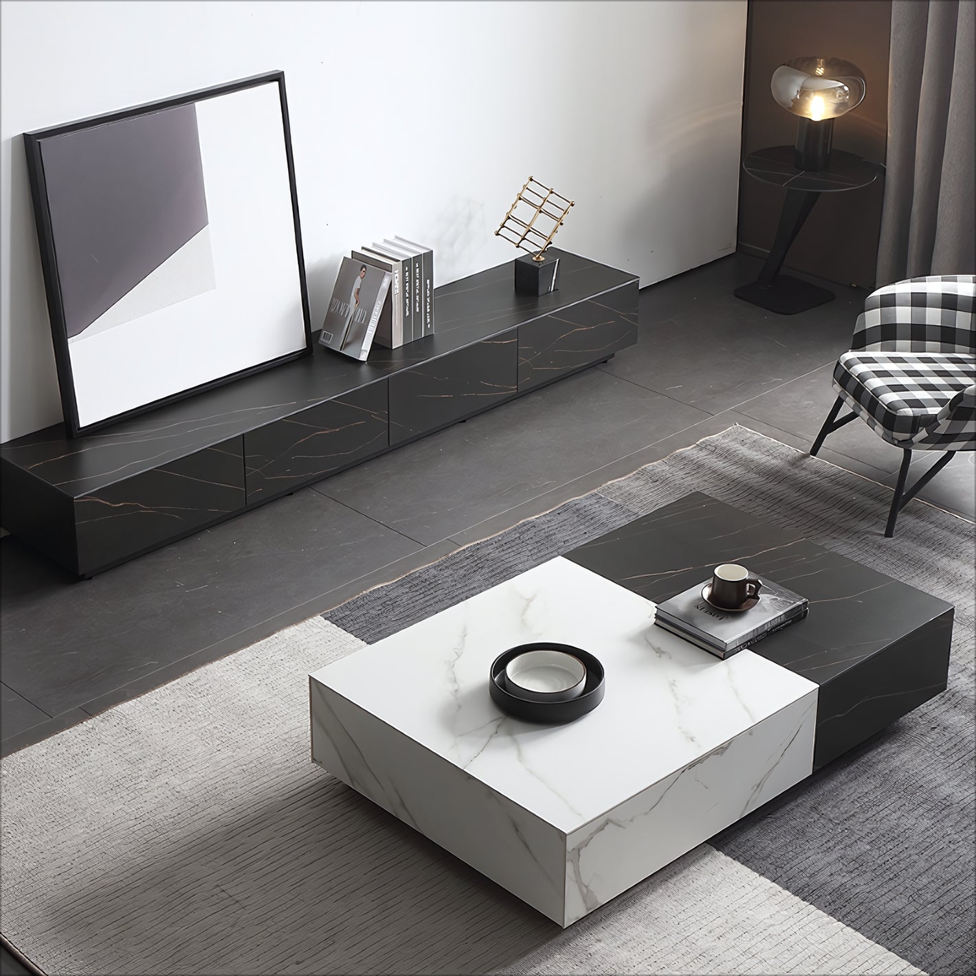 Palite Black&white rectangular coffee table