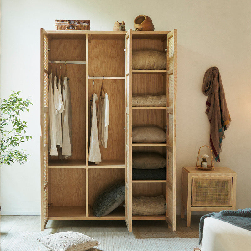 Junorena Ash wood natural rattan wardrobe