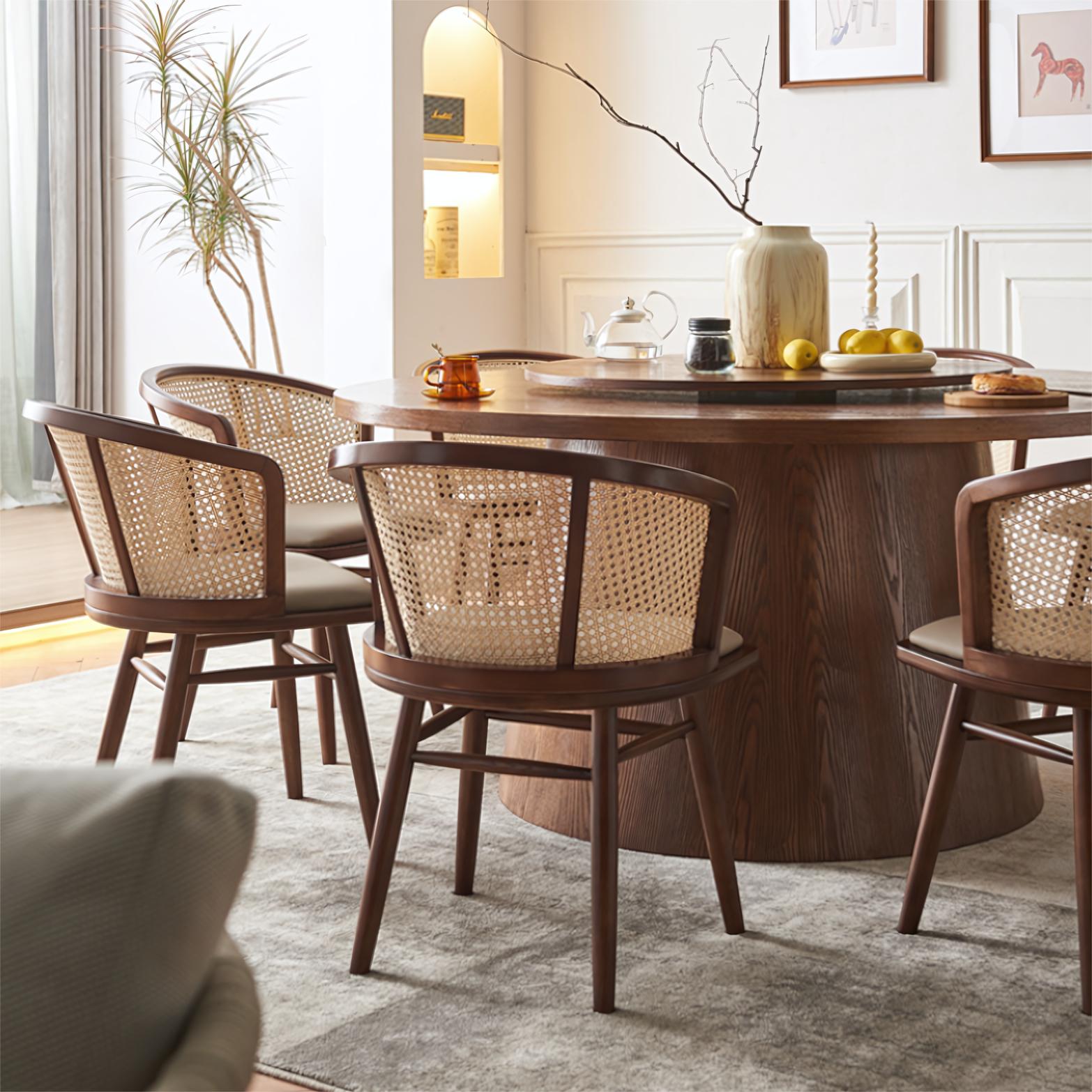 Butloni Ash wood turntable round dining set