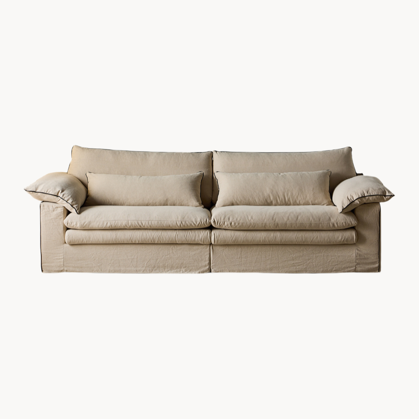 Isap Washable natural linen fabric straight sofa