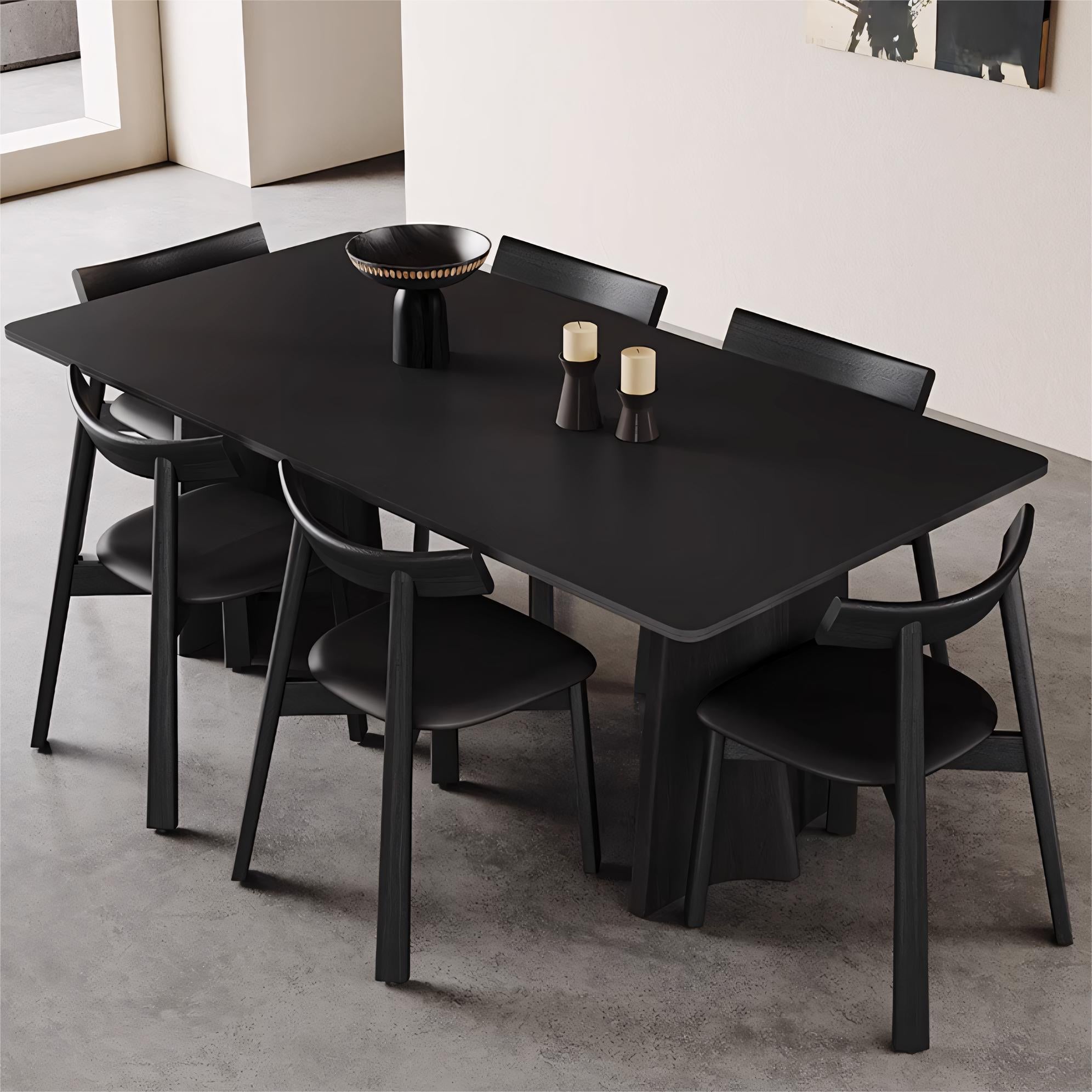 Yaleo  Sintered stone solid wood rectangular dining table-A