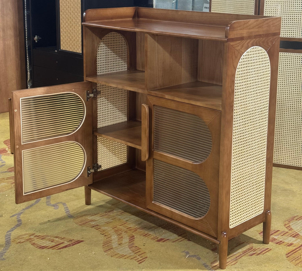 Jorven Solid wood natural rattan sideboard