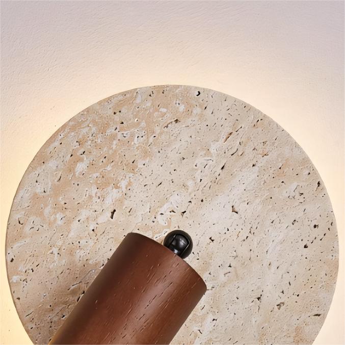 Roines 2pcs Beige travertine solid wood wall lights bedside lights