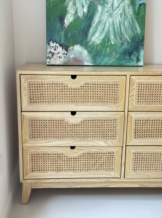 Vilriga Ash wood natural rattan chest of drawers-B