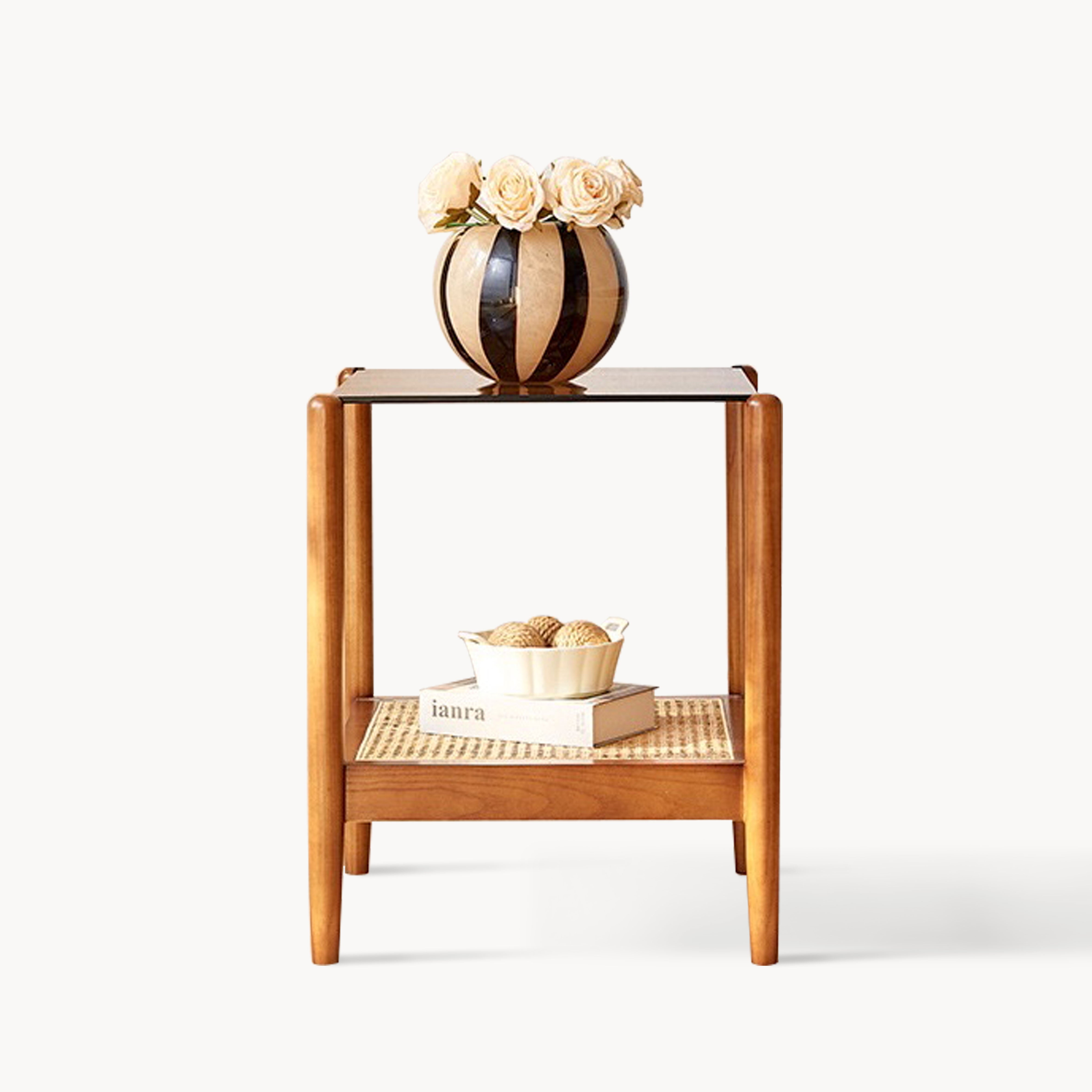 Cubotro Ash wood glass side coffee table