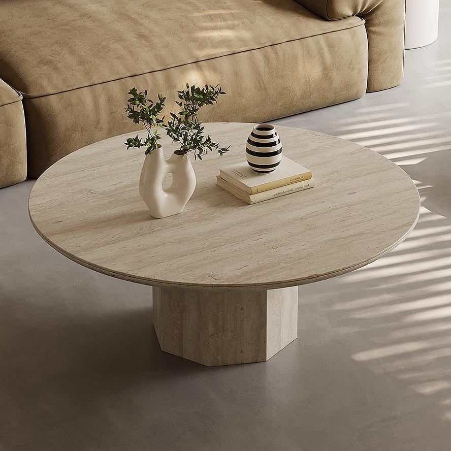 Tatano Travertine slab coffee table