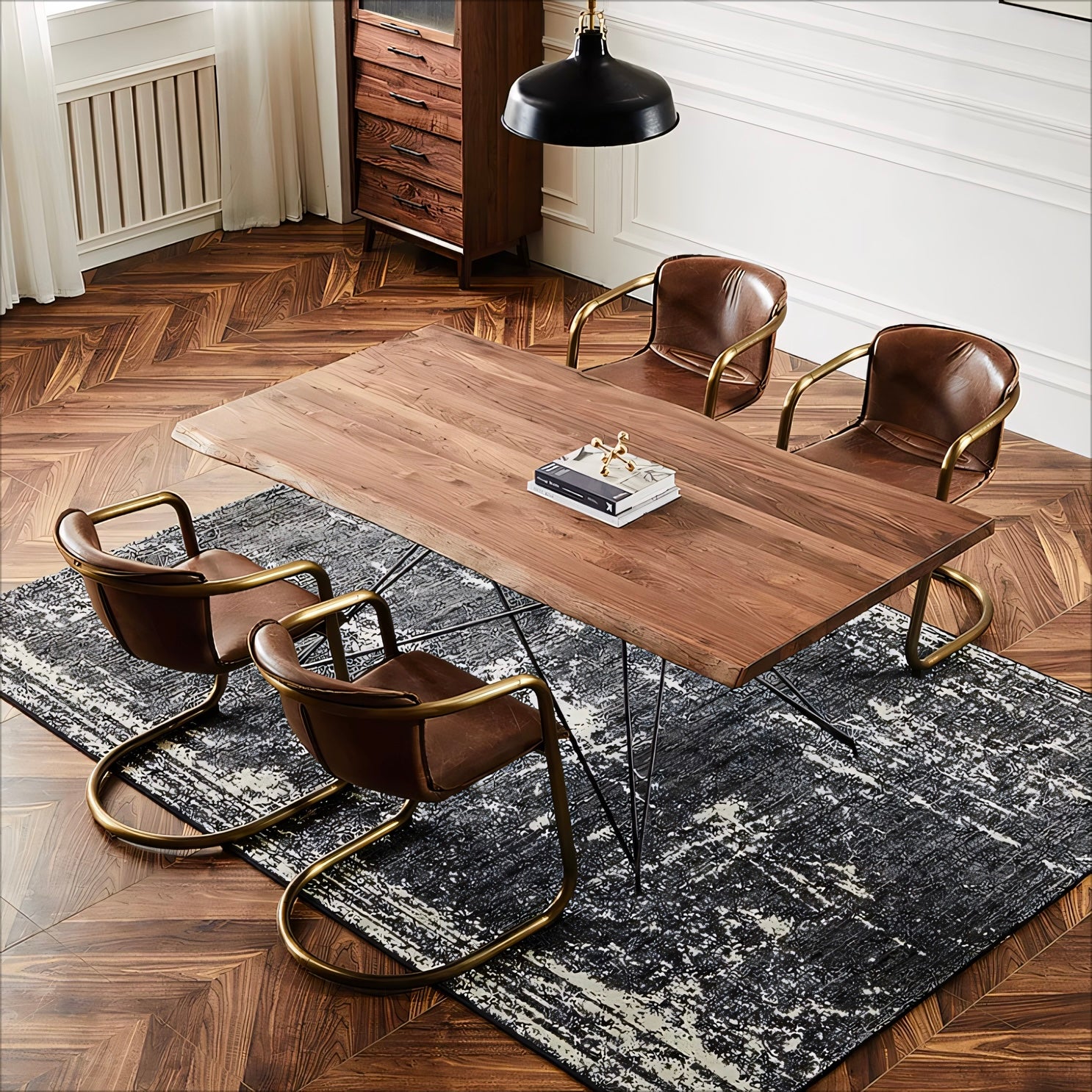 Berleto 2pcs full-grain leather with oil wax finish dining chairs