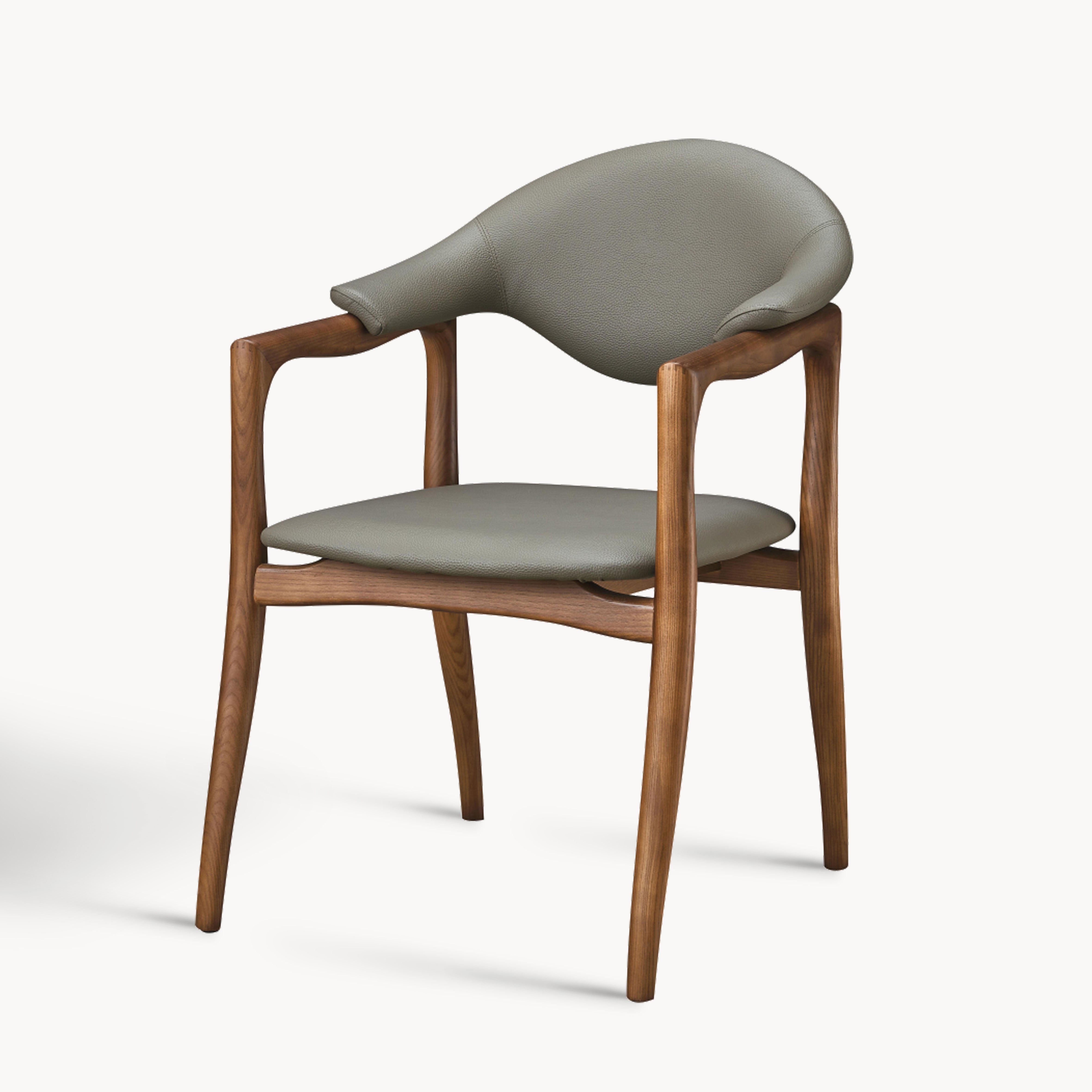 Minow 2pcs ash wood leather dining chairs