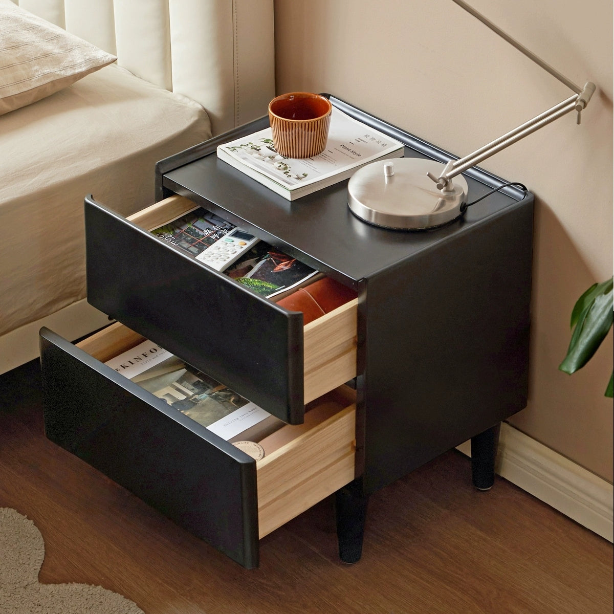 Cedarri 2pcs solid wood nightstands-A