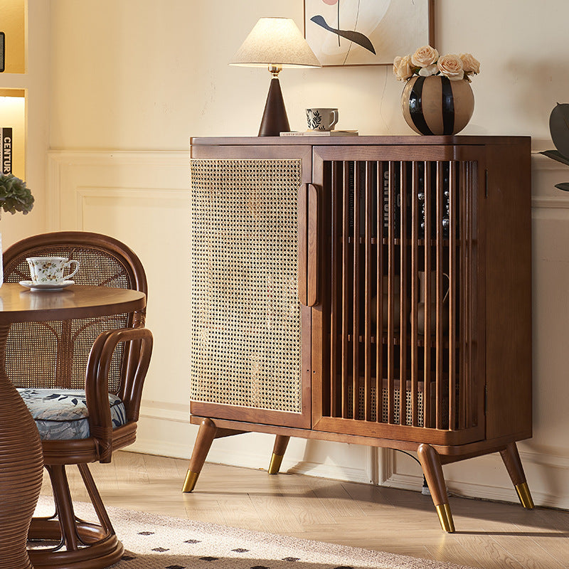 Lizra Solid wood natural rattan sideboard
