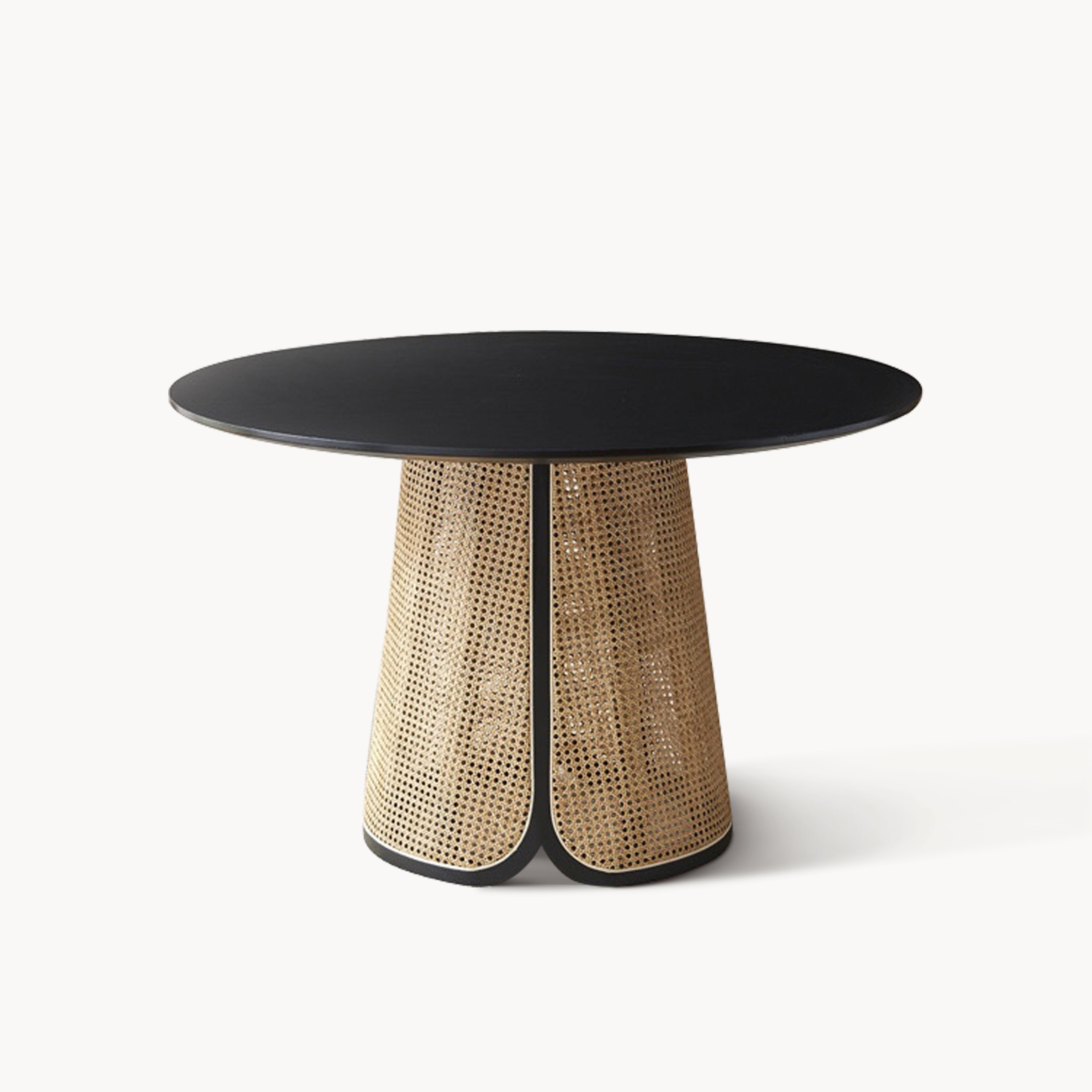 Bonnie Ash wood Indonesian natural rattan round dining table-A