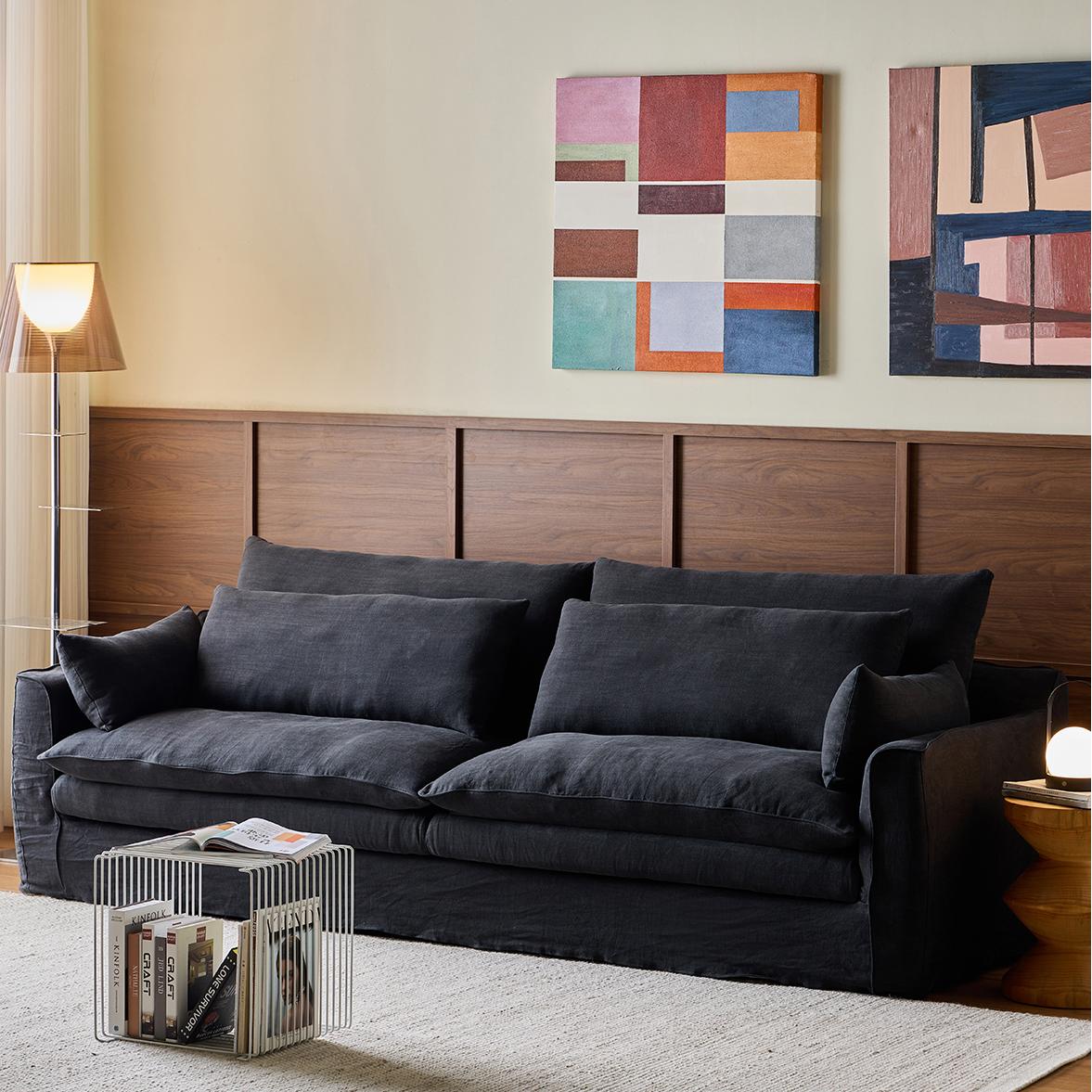 Gulit Washable natural linen fabric straight sofa-A