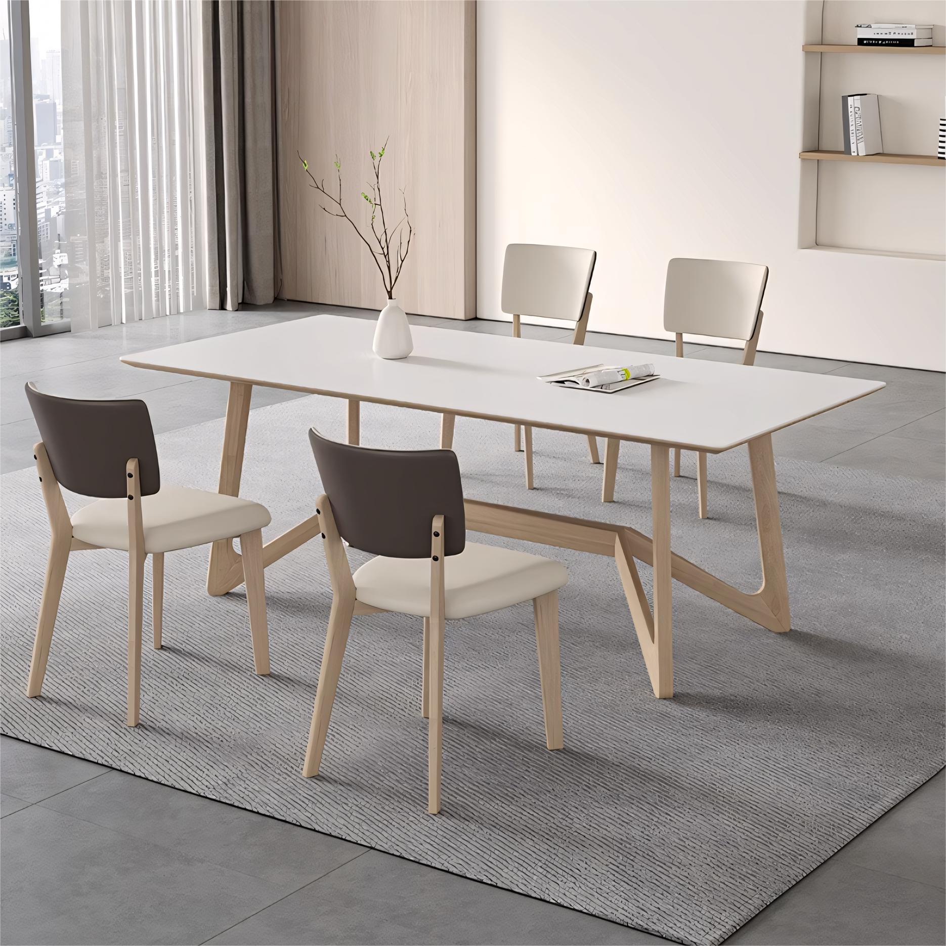 Quina Sintered stone solid wood rectangular dining set
