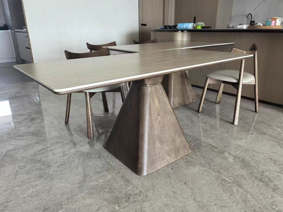 Padiar Sintered stone solid wood rectangular dining table-A