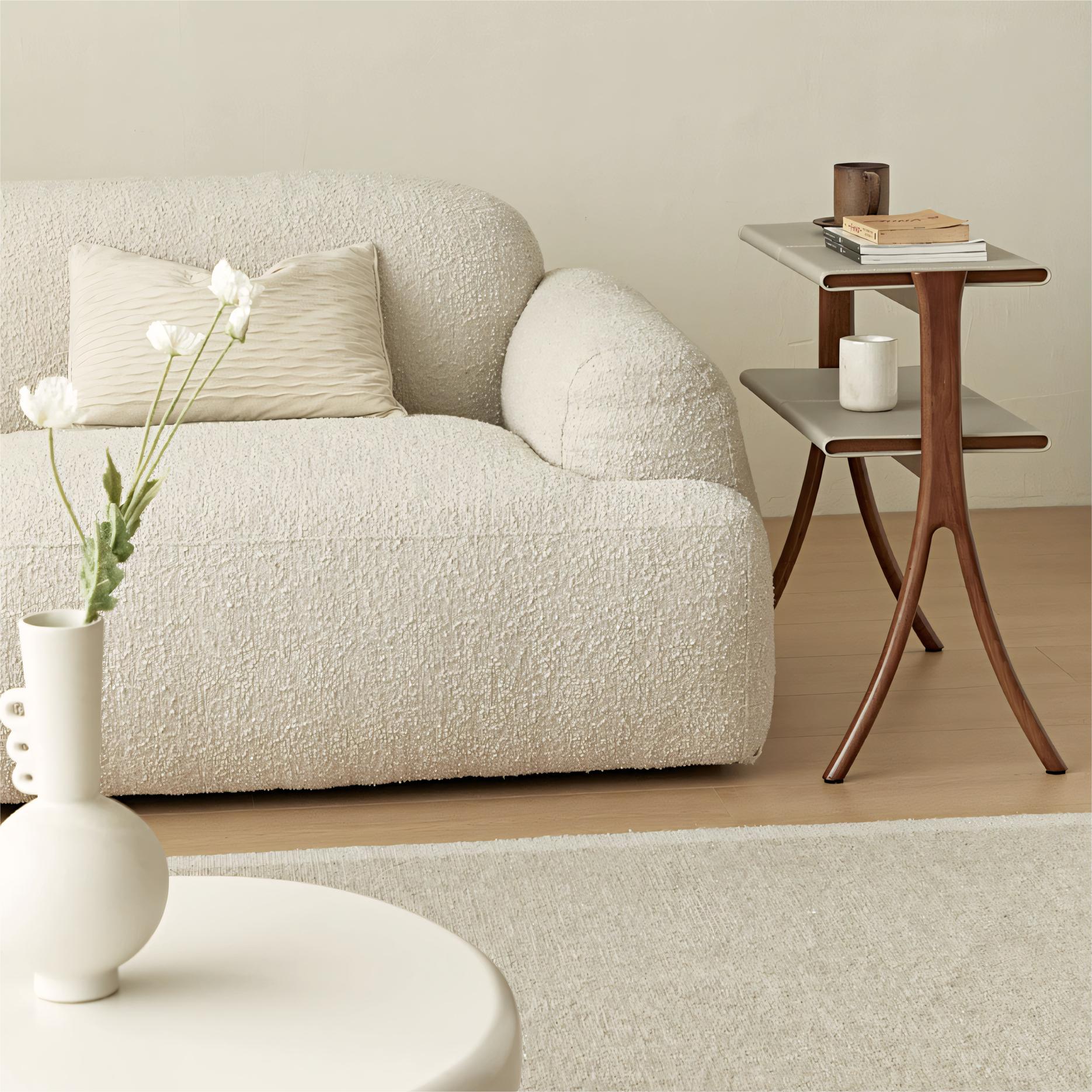 Irima Solid wood leather side table