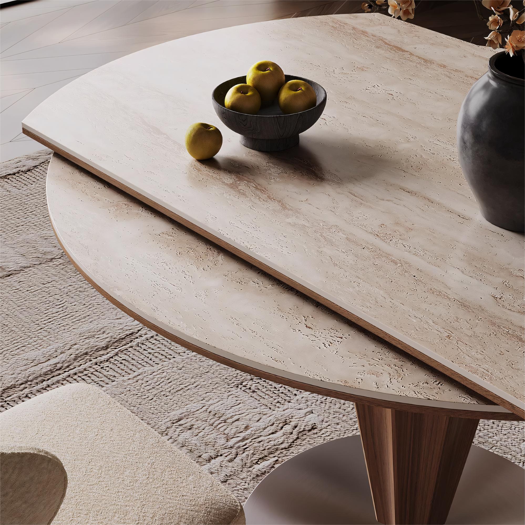 Patima Transformable sintered stone round dining set