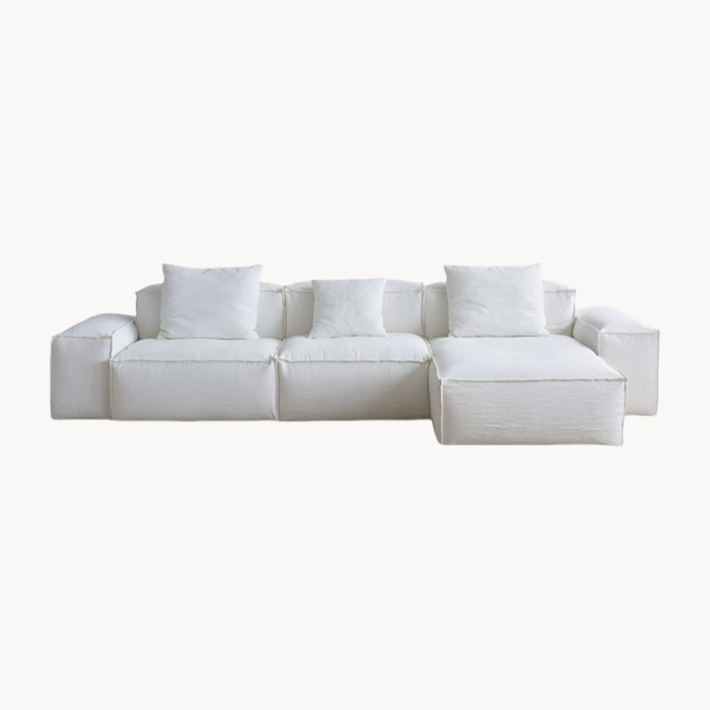 Seffi Washable natural linen fabric chaise lounge sofa