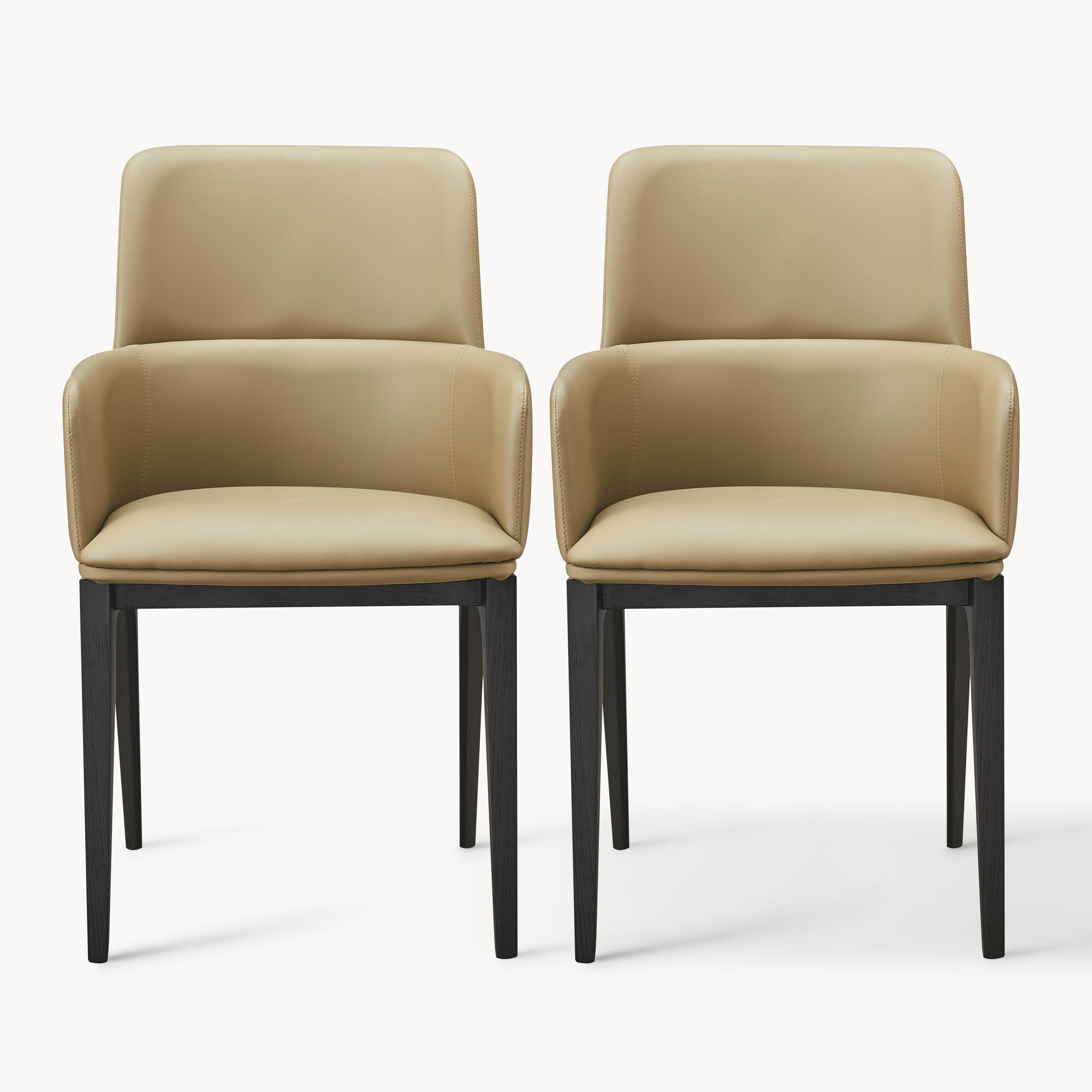Sibana 2pcs ash wood leather dining chairs