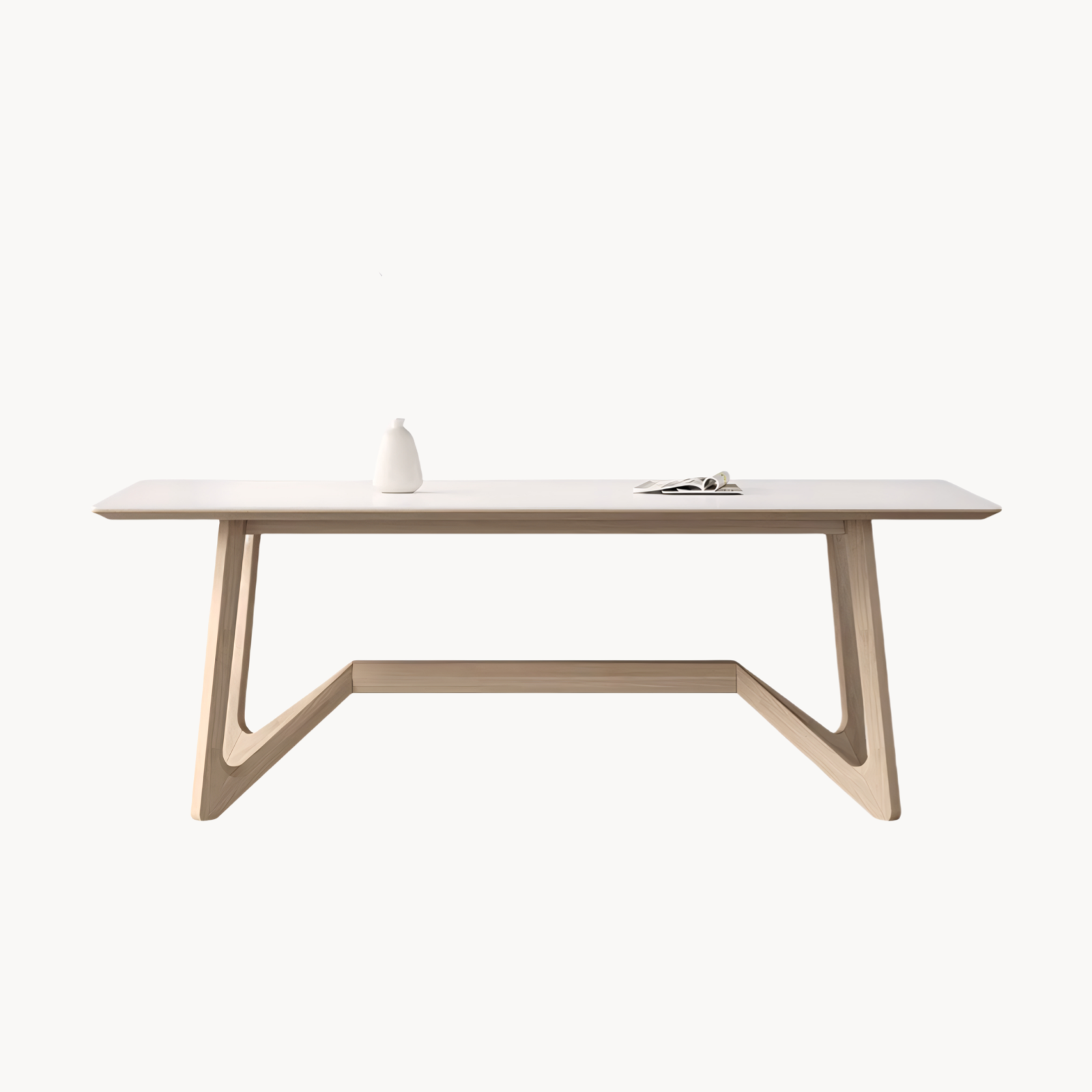 Quina Sintered stone solid wood rectangular dining table