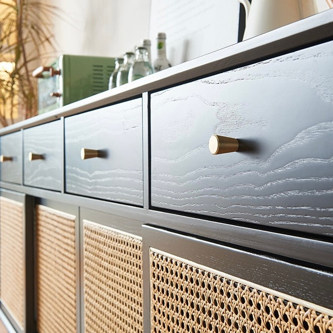 Dinalino Ash wood natural rattan sideboard-C