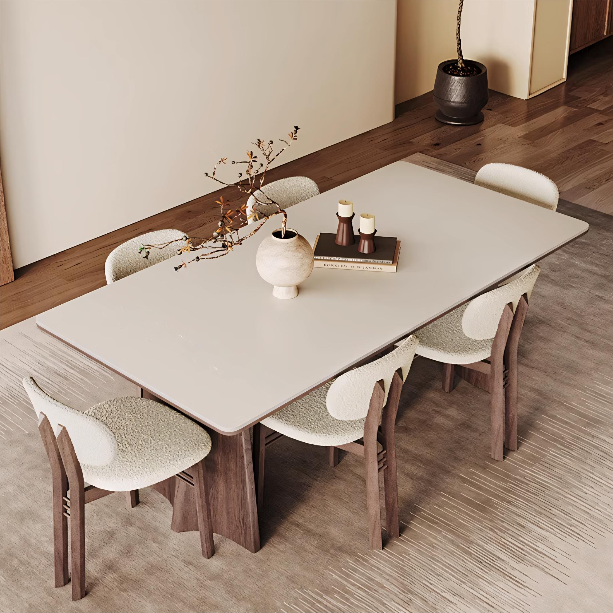 Yaleo Sintered stone solid wood rectangular dining table