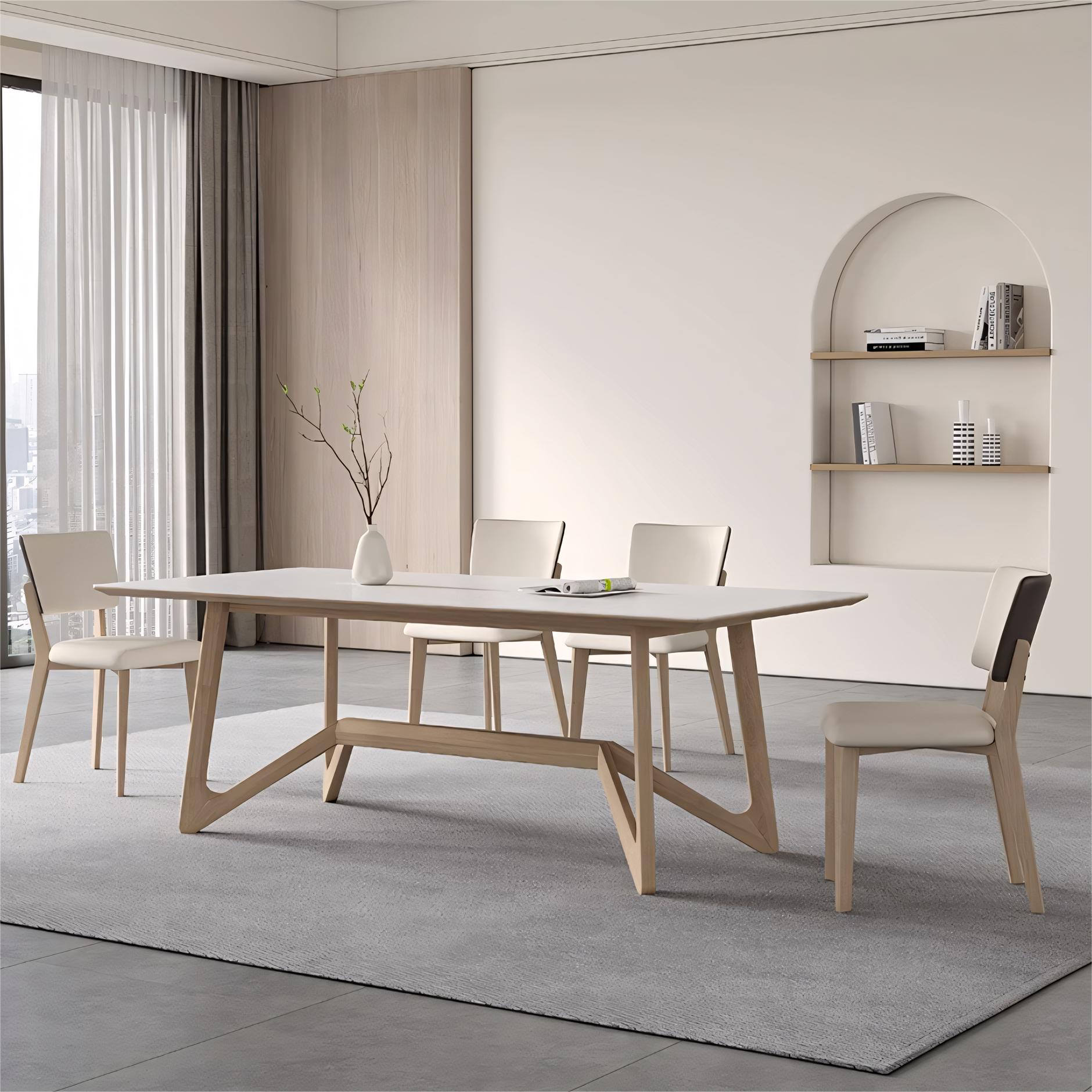 Quina Sintered stone solid wood rectangular dining table