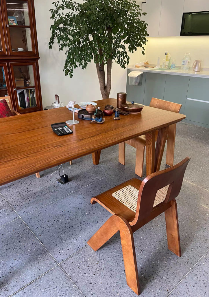 Tagorei 2pcs ash wood natural rattan dining chairs