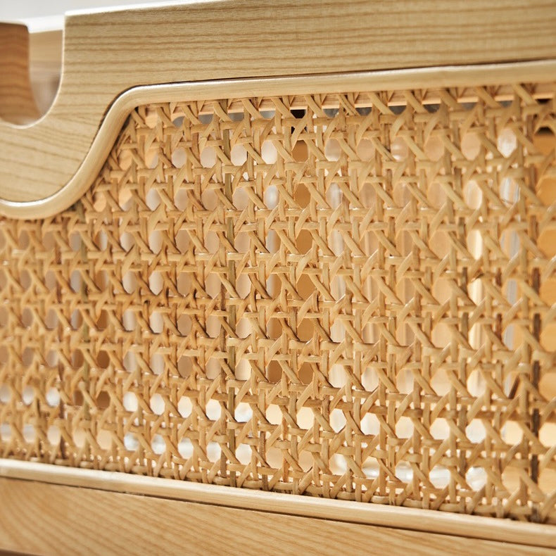 Vilriga Ash wood natural rattan chest of drawers-B