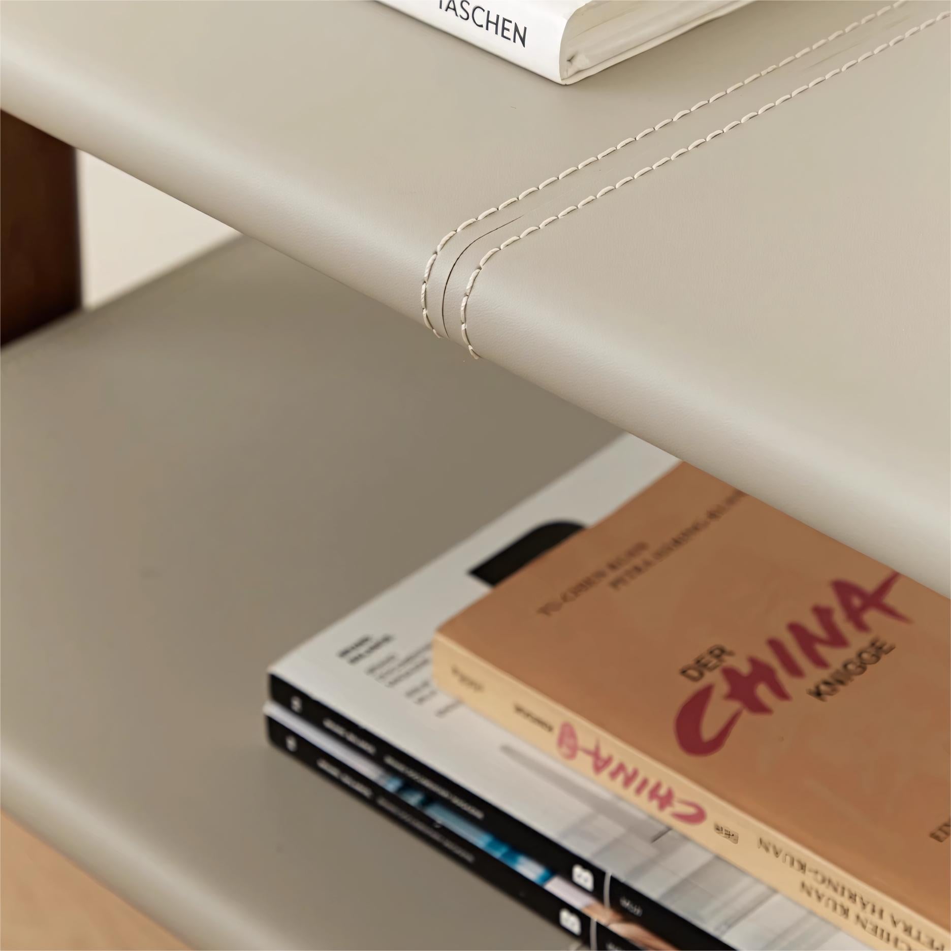 Irima Solid wood leather side table