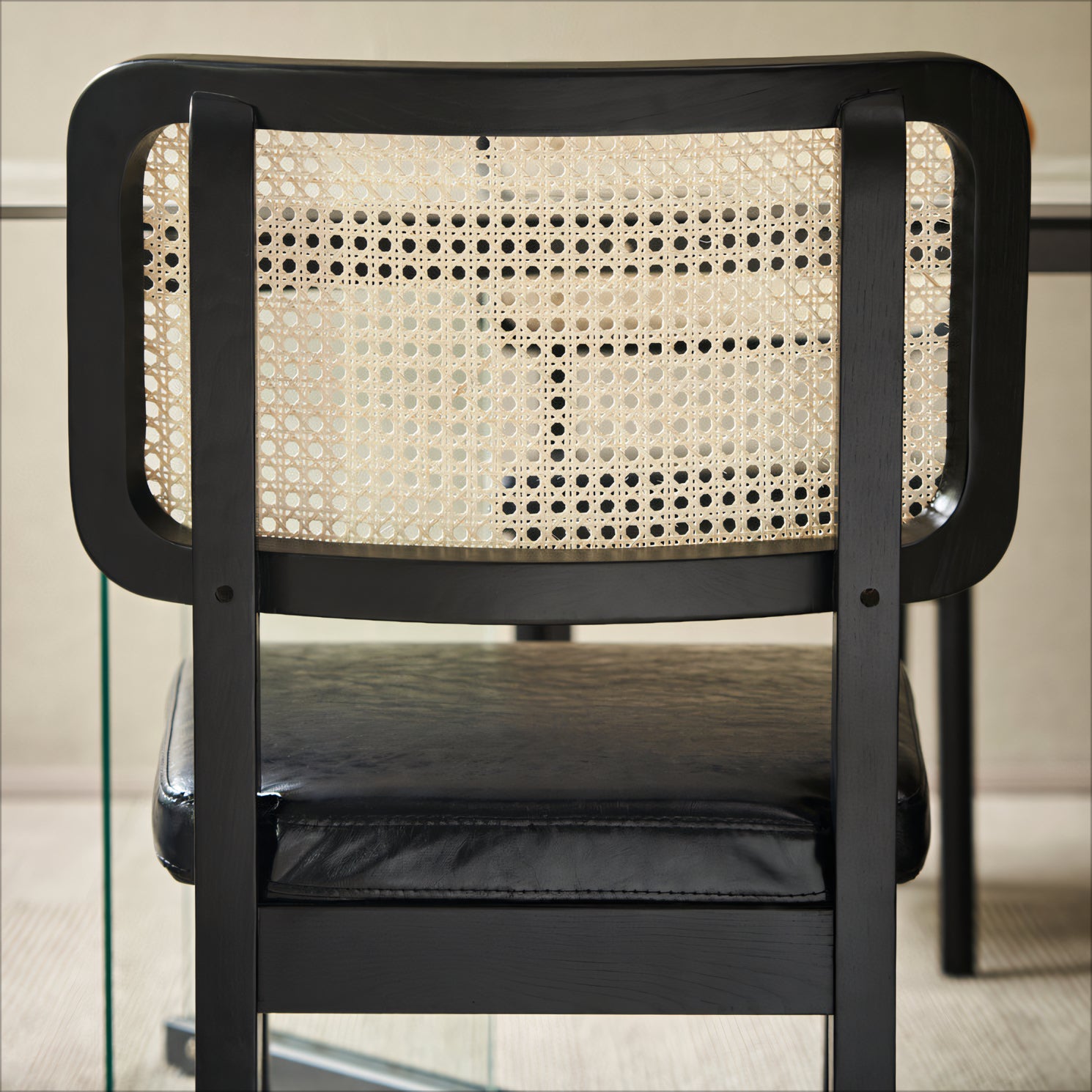 Malilian 2pcs ash wood natural rattan dining chairs