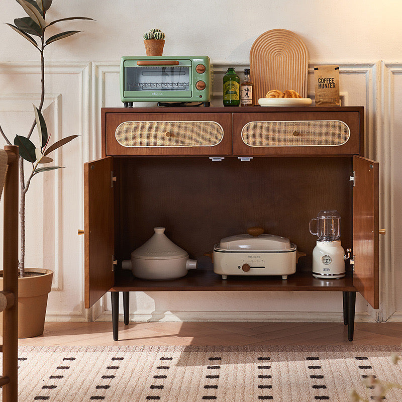 Sanie Ash wood natural rattan sideboard-A