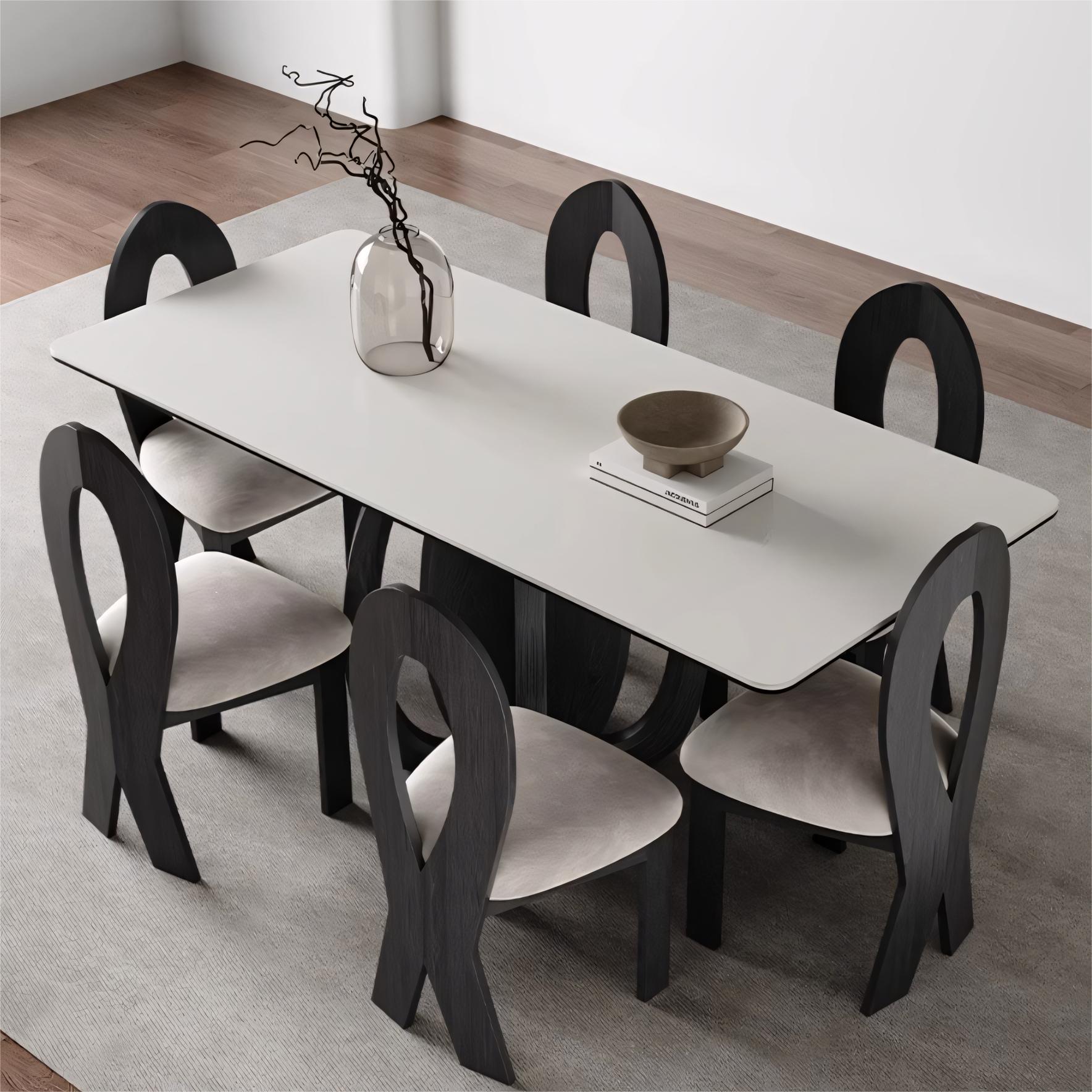 Faloma Sintered stone solid wood rectangular dining table
