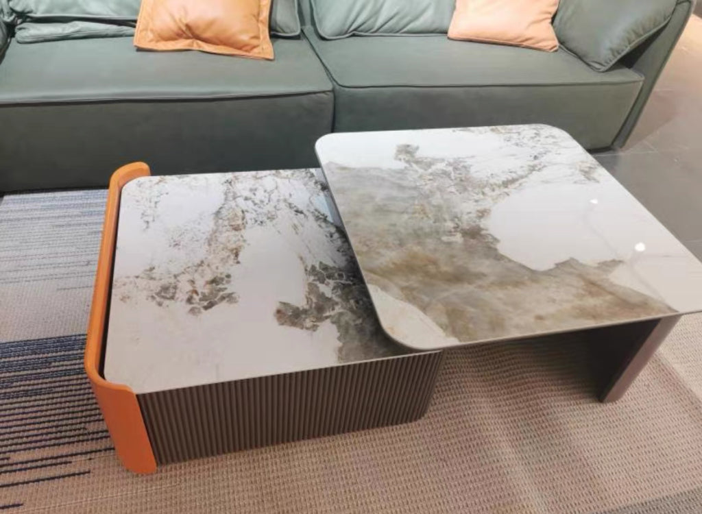 Evanes Foldable retractable square sintered stone coffee table