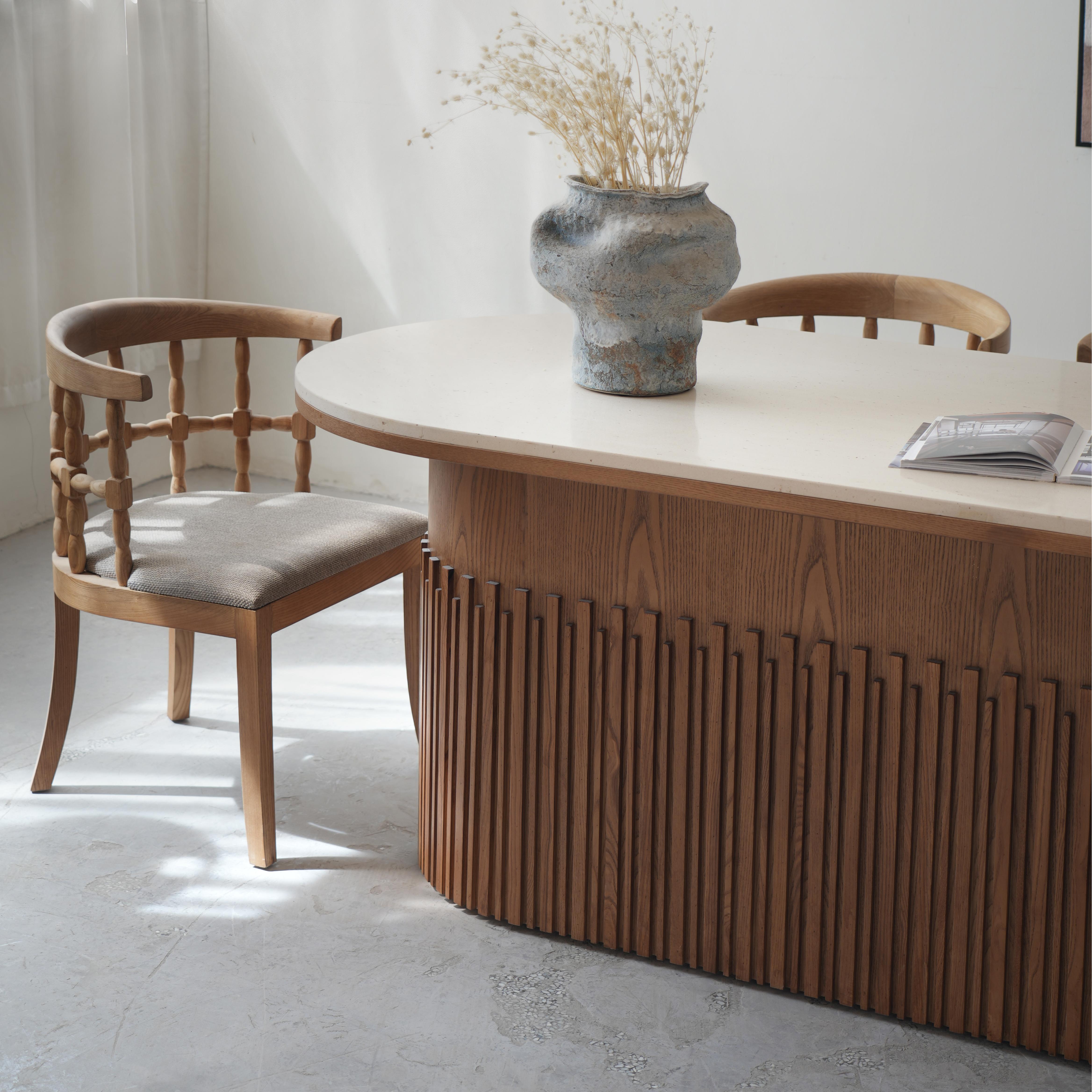 Elvira Natural travertine rectangular dining table