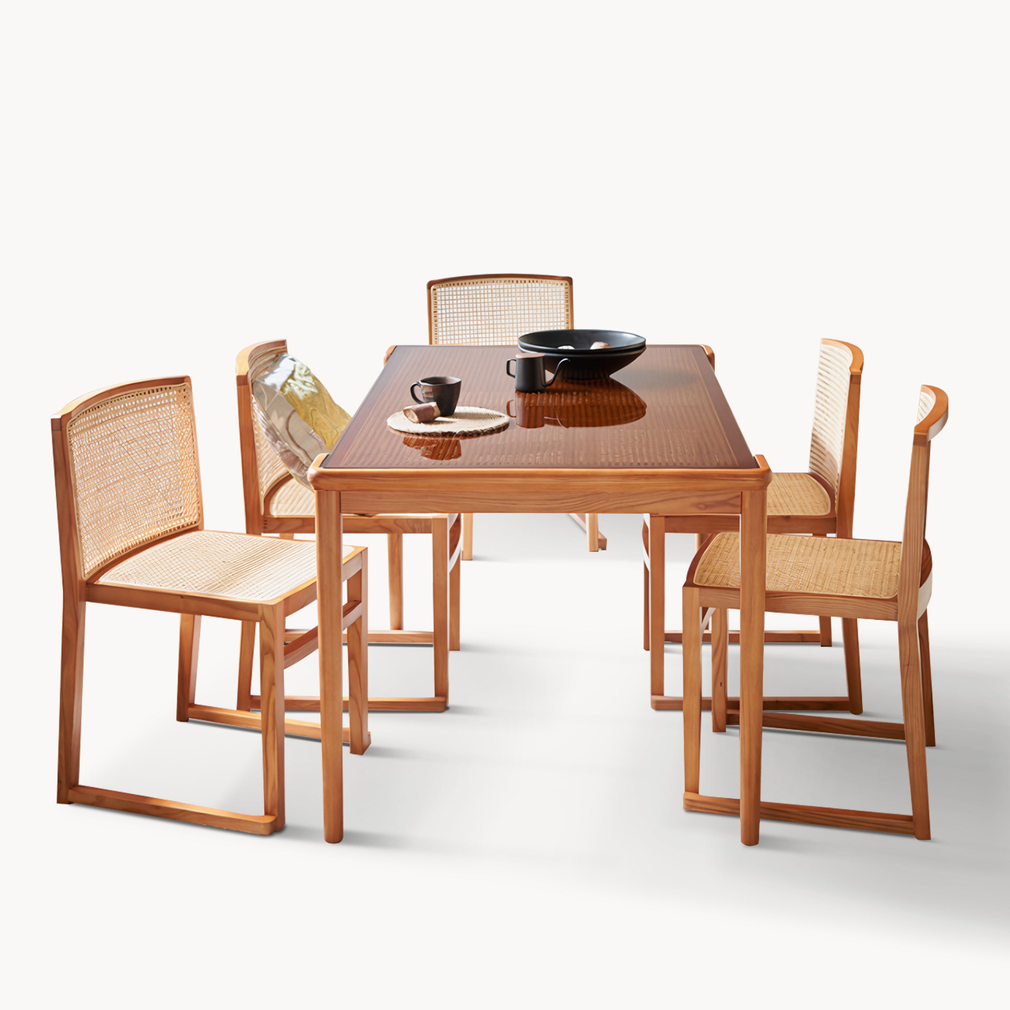 Kesanum Ash wood rectangular dining set