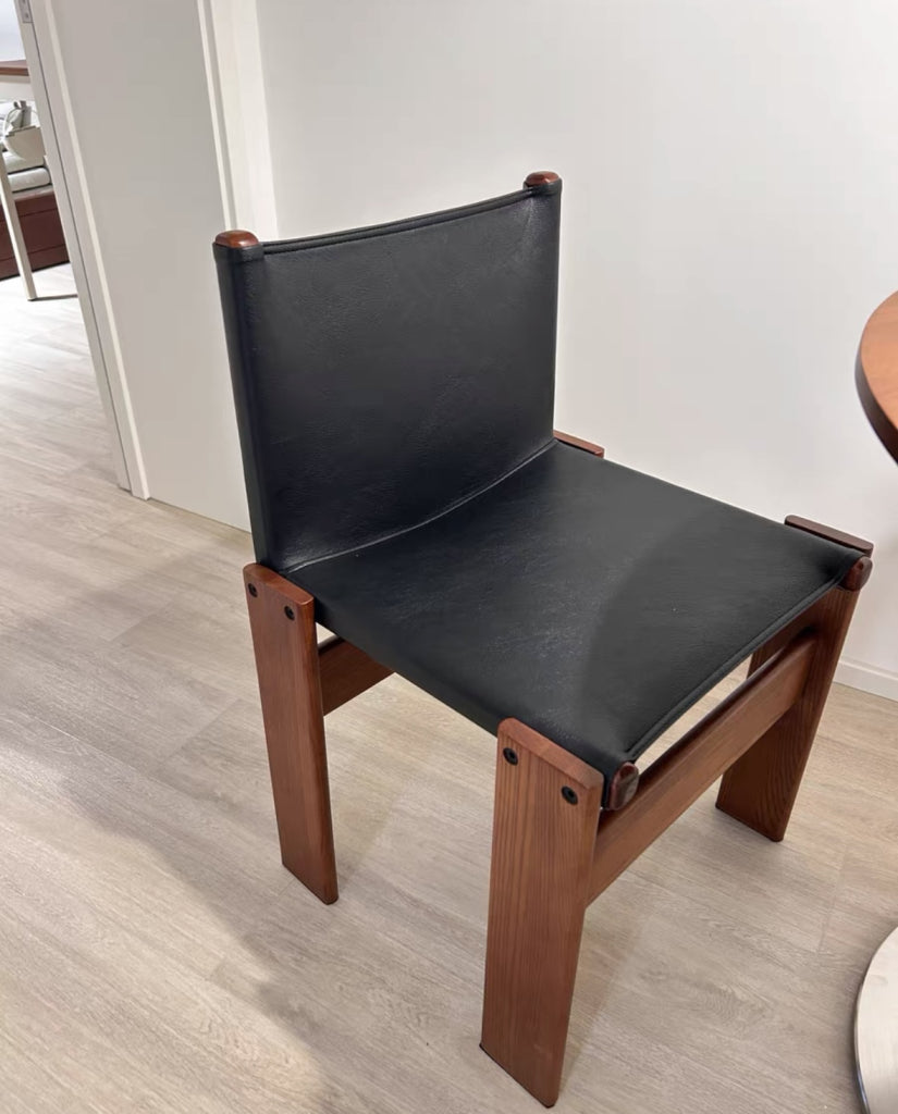 Junis 2pcs leather solid wood dining chairs