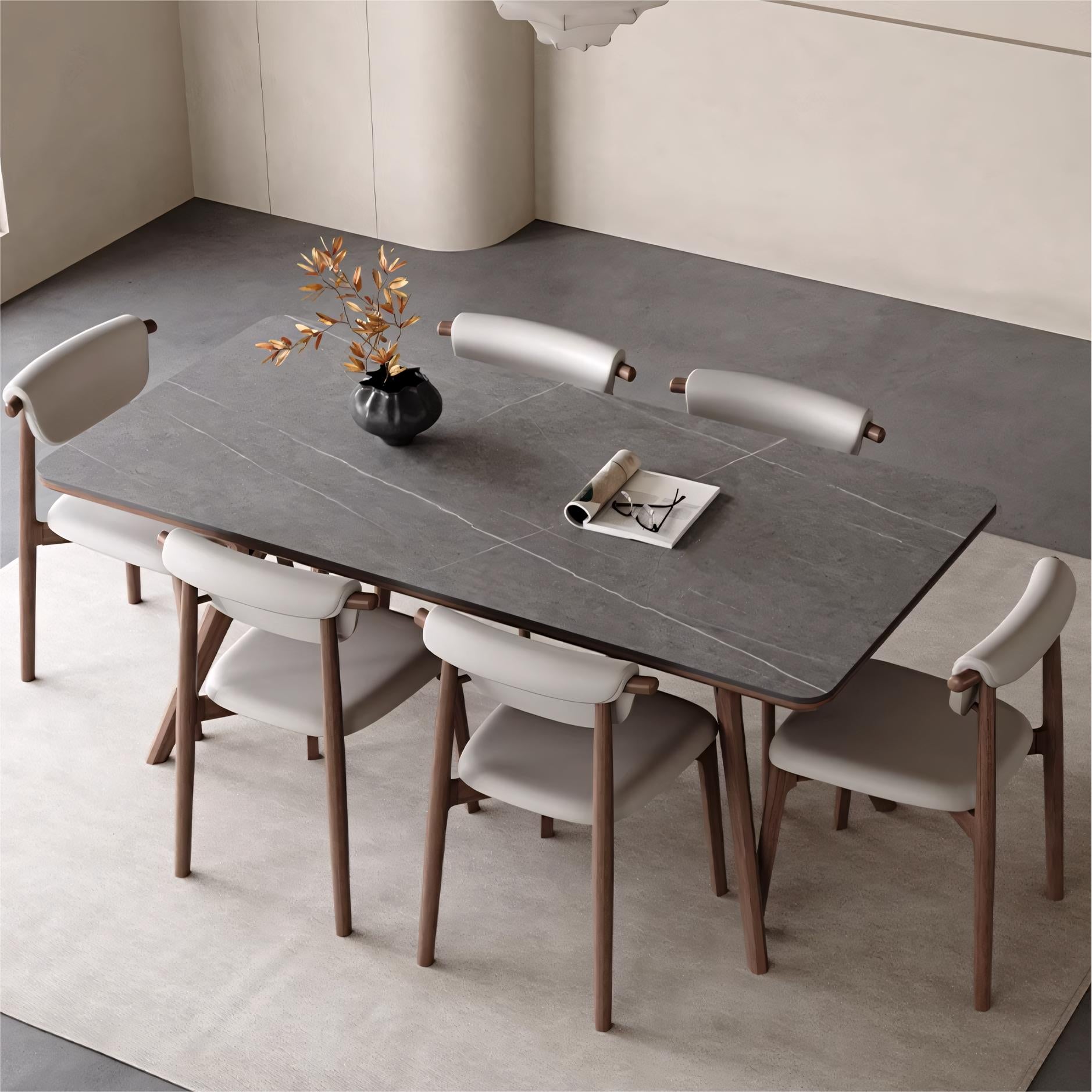 Geffa Sintered stone solid wood rectangular dining set