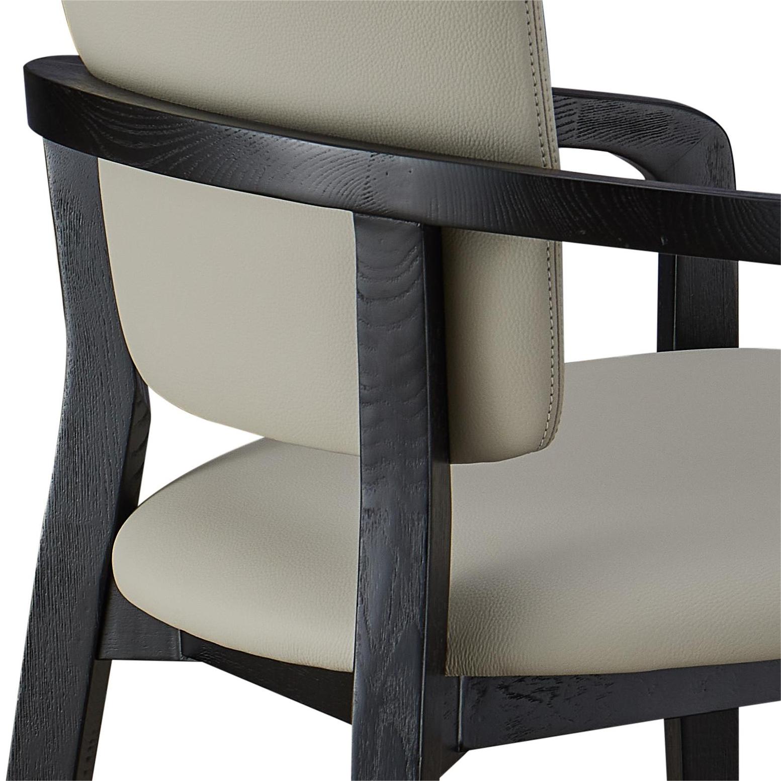 Quillon  2pcs ash wood leather dining chairs