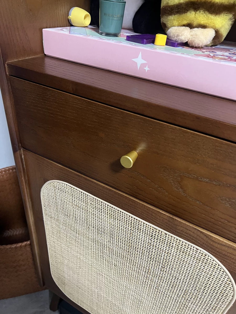 Kylan Solid wood natural rattan sideboard