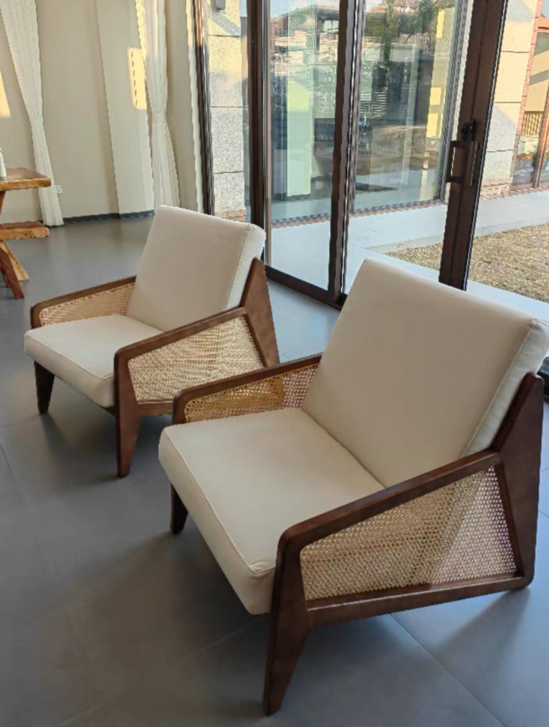 Flasito Ash wood natural rattan accent chair