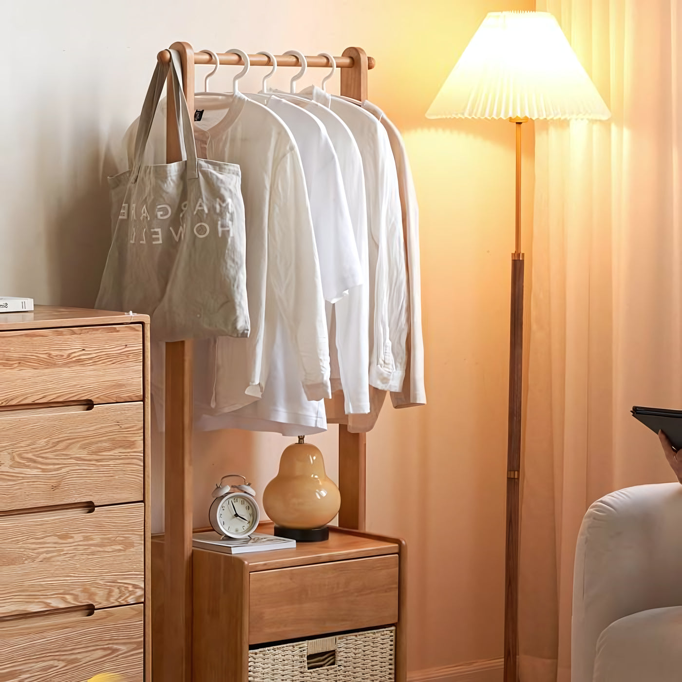Erto Clothes rack with storage cabinet