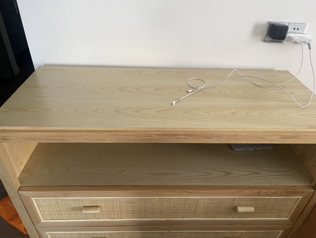 Ketero Ash wood natural rattan chest of drawers