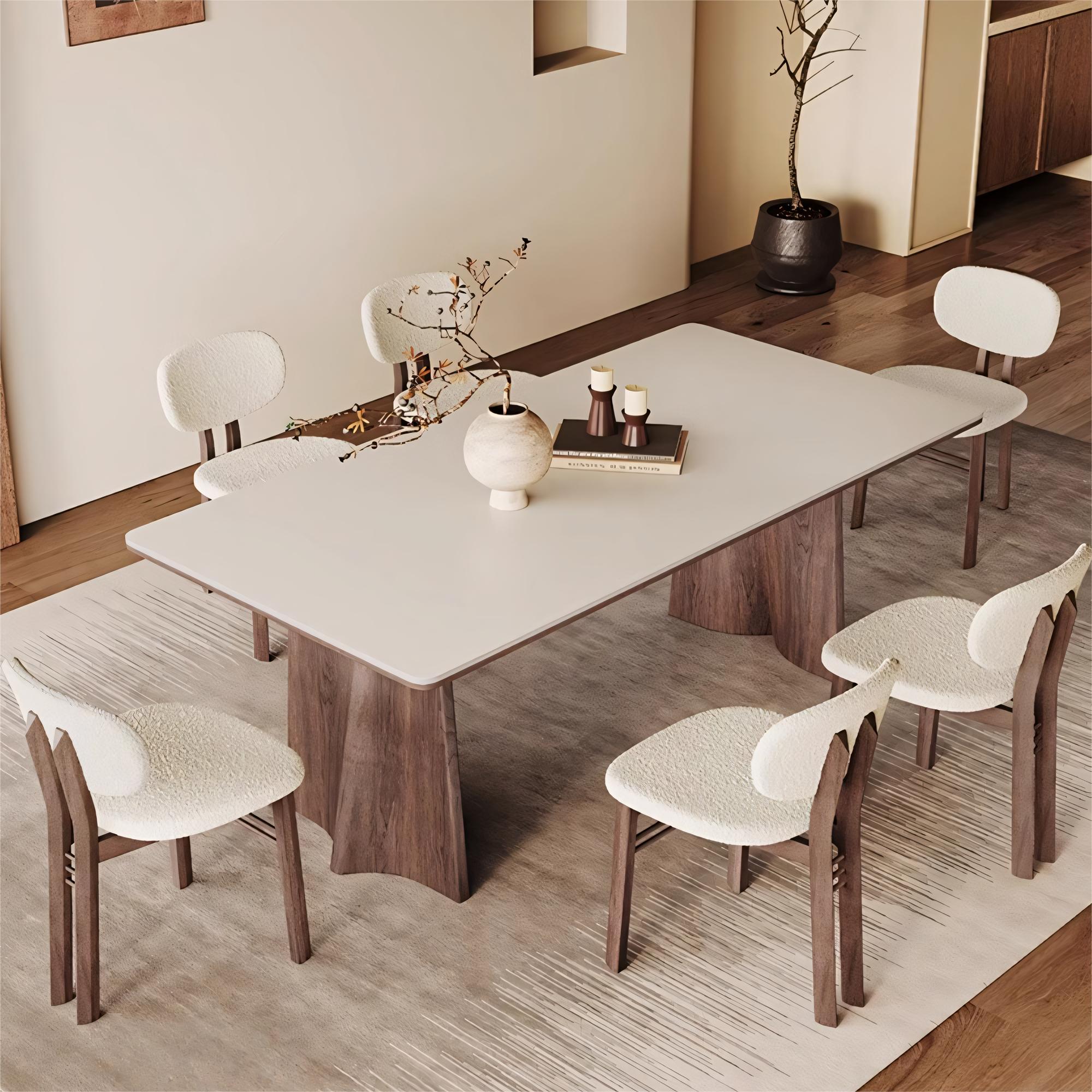 Yaleo Sintered stone solid wood rectangular dining table