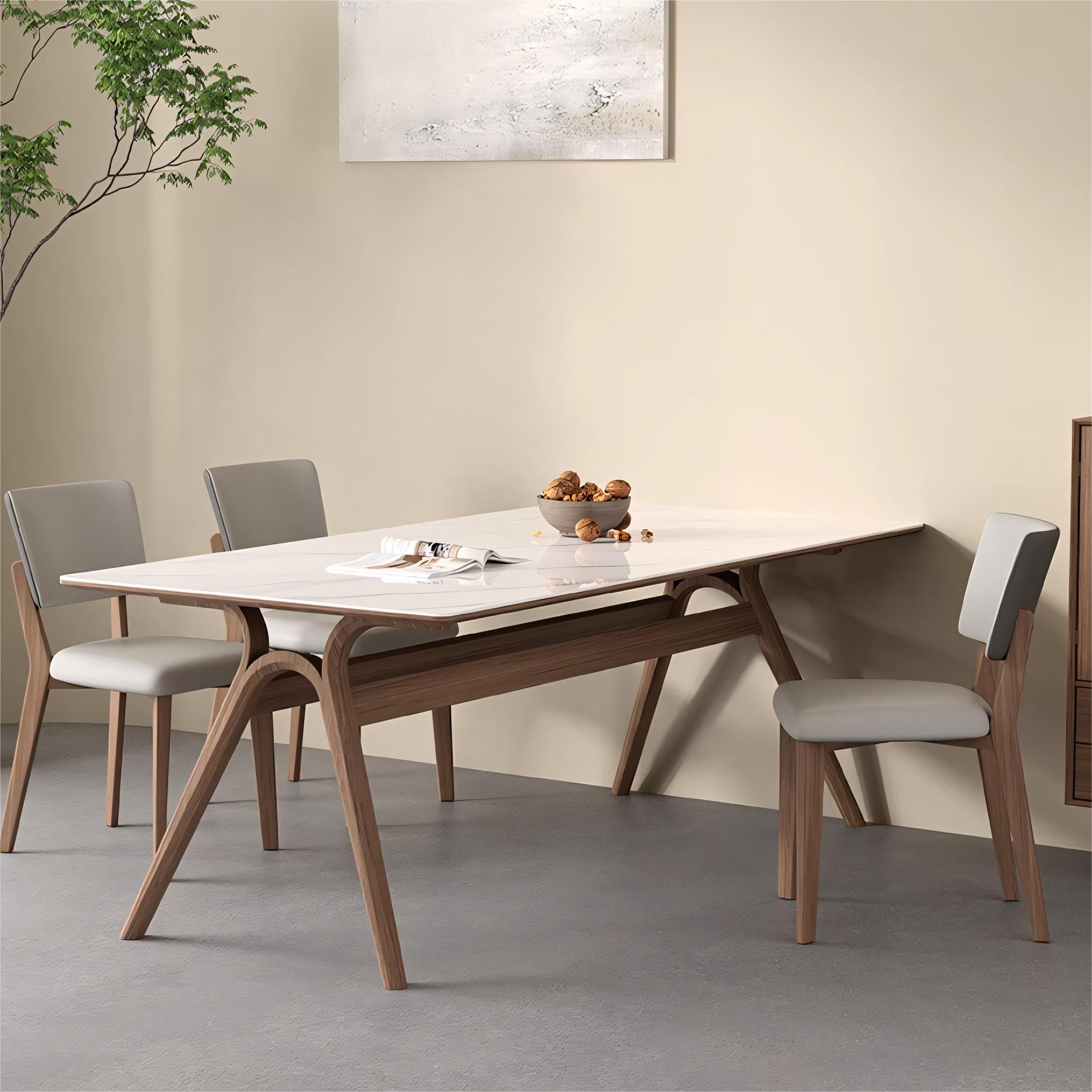 Zilioa Sintered stone solid wood rectangular dining table