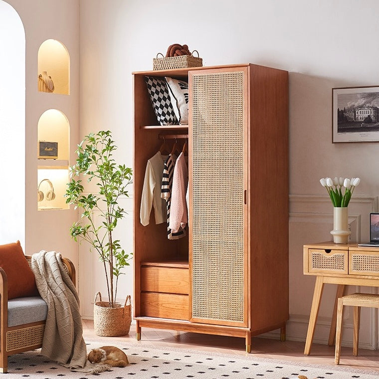 Zitrona Ash wood natural rattan wardrobe