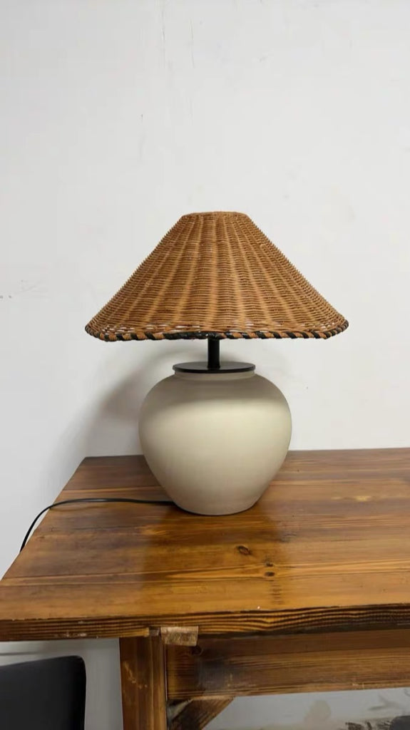 Hatona Ceramic natural rattan lamp