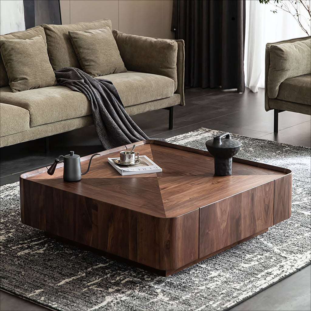 Nuliz Black walnut square coffee table